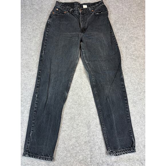 VINTAGE 90s Levis 512 Jeans Womens Size 13 Black Denim Slim Fit Tapered Leg Goth - Picture 1 of 8